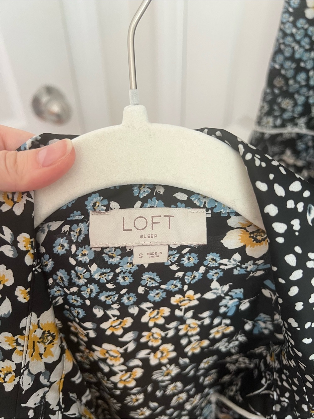 LOFT silk Black Floral Pajama Set - Short Sleeve Top & Pants - Picture 2 of 4